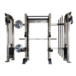 Savagepower 8-Column Squat Rack + Double Bird (Machine for Working Both Arms at Once) + Smith Machine (80mm Square Tube, 201 Stainless Steel)