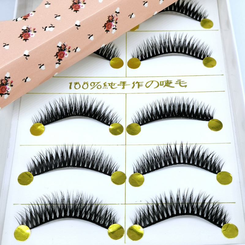 Xiaomo hand-sharpened eyelashes MK-20 black stem 5 pairs thick clustered cross false eyelashes