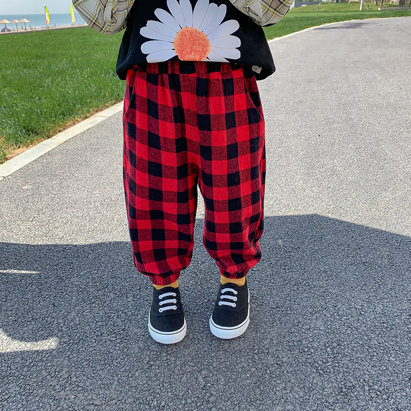 Baby Pants Spring Autumn Children Spring Money Outside Wearing Loose Children Casual Pants Foreign Palate Boy Dress Boy Spring Dress Plaid Pants
