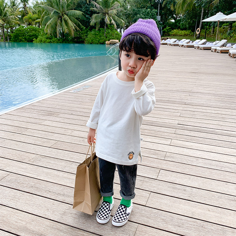 Boy T-shirt Long sleeves 2022 New pure cotton baby blouses children white undershirt spring and autumn children's autumn clothes