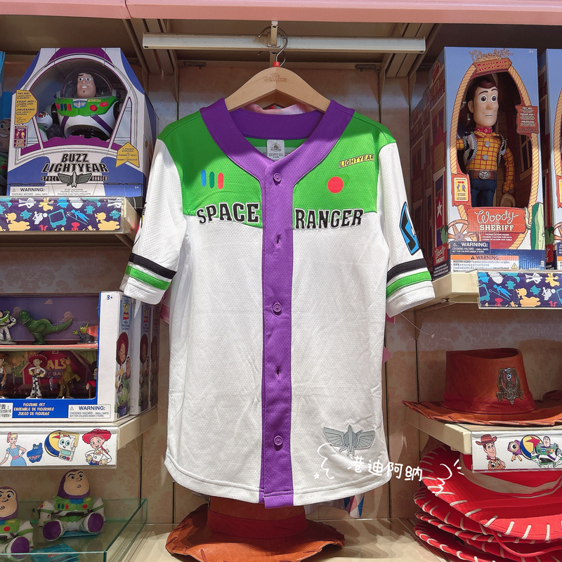 Hong Kong Disney Toy Story Buzz Lightyear Adult Baseball Jersey Short Sleeve Top Cardigan Park Outfit Hong Kong Disney Toy Story Buzz Lightyear Adult Baseball Jersey Short Sleeve Top Cardigan Park Outfit