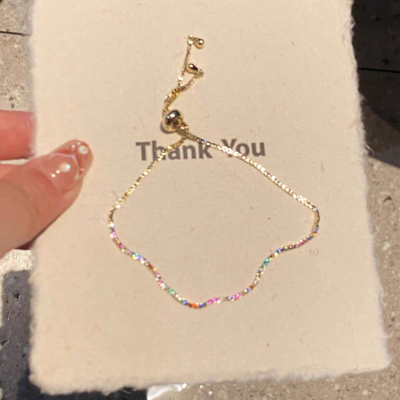 Dopamine Colorful Bracelet for Women, Light Luxury, Niche, High-End Feel, Adjustable Bracelet, 2025 New Model, Exquisite and Super Shiny Jewelry