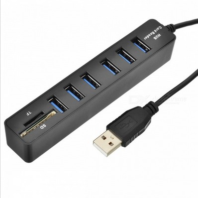 USB2.0 splitter 6 một đa giao diện thẻ reader hub HUB chuyển đổi máy tính tốc độ kéo mở rộng 2.0 - USB Aaccessories quạt cầm tay miniso