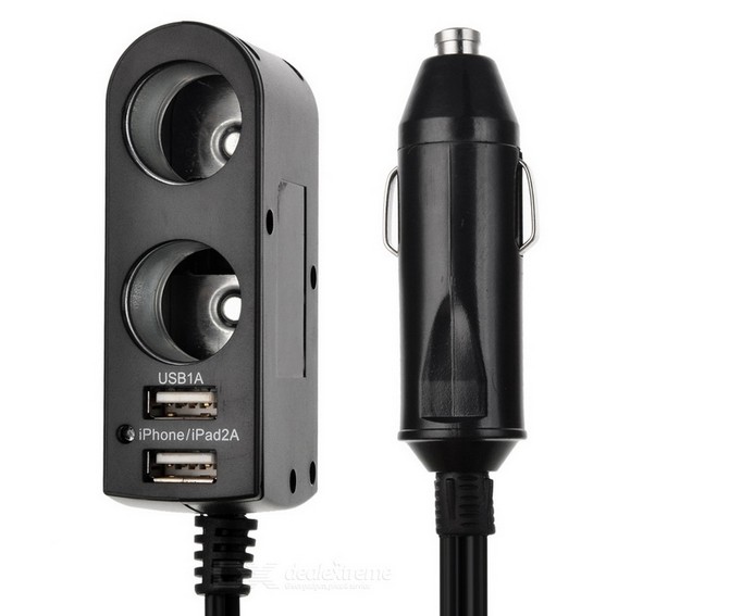 Một kéo xe bật lửa với USB 2 xốp đa phương tiện sạc xe điện thoại 5v2A bộ chuyển đổi - Phụ kiện điện thoại trong ô tô giá treo điện thoại