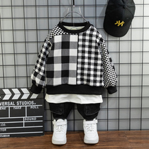 Boy Clothing Boy Handsome Suit 2021 New Spring Autumn Children Foreign Air Clothes Boy Autumn Clothing Two Sets Tide