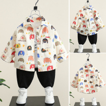 Childrens clothing boys autumn shirts 2024 new handsome and fashionable baby clothes small childrens spring and autumn street shirts trendy