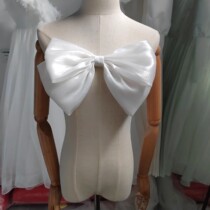 Breeze satin glossy gauze bow double layer bow dress with cover accessories hair accessories wedding dress back