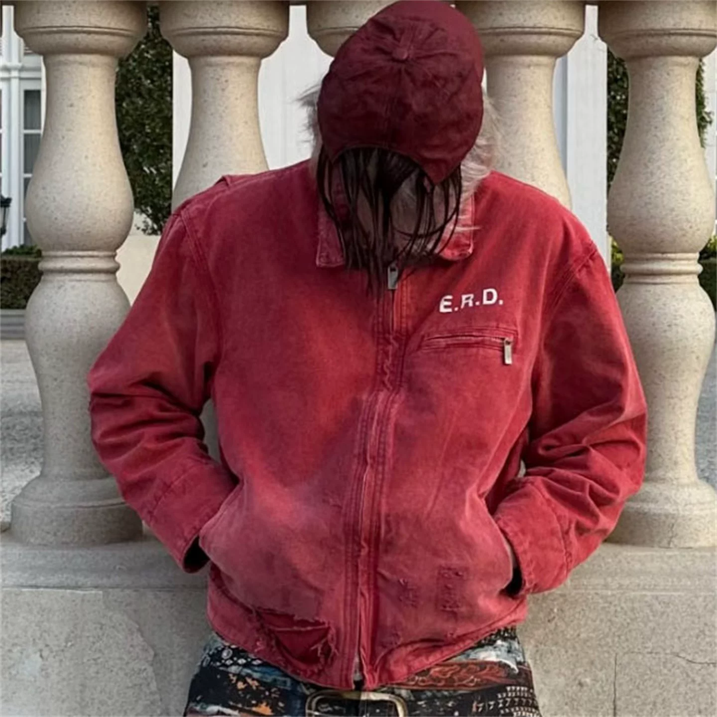 [Enfants Riches Deprimes血红色夹克尼龙面料ERD潮牌男女情侣外套]