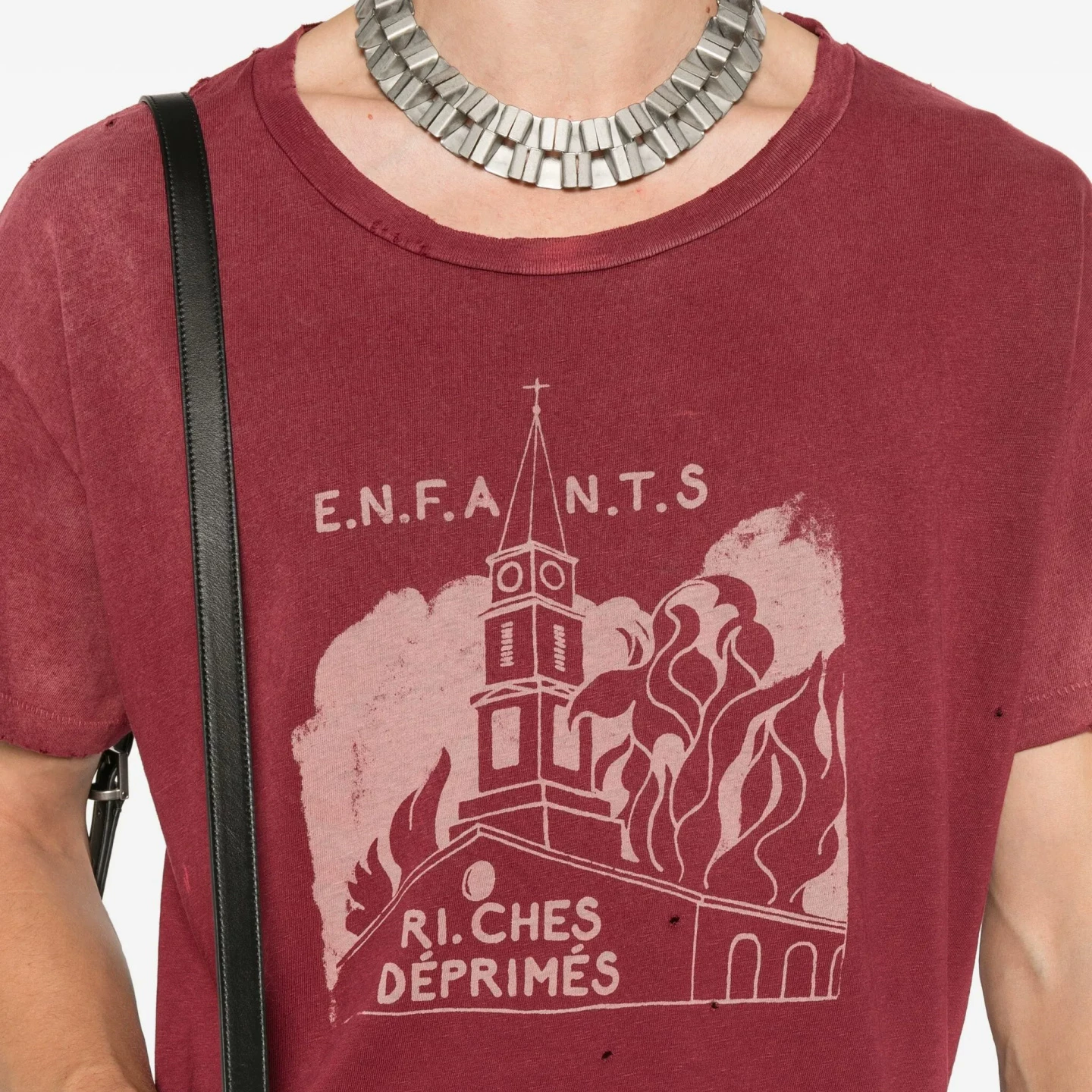 Enfants Riches Deprimes красная пылающая церковь футболка с коротким рукавом для мужчин