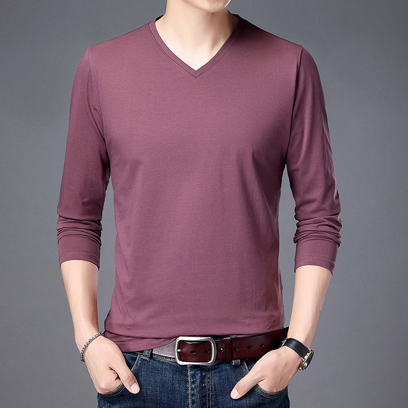 Autumn clothes men's pure cotton blouse can be outside wearing thin undershirt men's full cotton underwear upper body V collar single piece cotton sweater