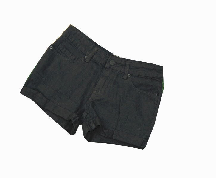 Foreign Trade European and American Style Bdg Large Size Stretch Denim Charcoal Gray Black Leather Waistband Shorts, No Returns or Exchanges Foreign Trade European and American Style Bdg Large Size Stretch Denim Charcoal Gray Black Leather Waistband Shorts, No Returns or Exchanges
