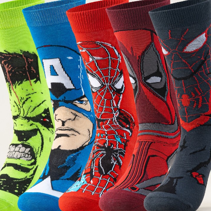 Cartoon Superhero Spider-Man Socks for Boys, Cotton Breathable Comfortable Long Socks, Character Print Socks, Student Sports Socks Cartoon Superhero Spider-Man Socks for Boys, Cotton Breathable Comfortable Long Socks, Character Print Socks, Student Sports Socks