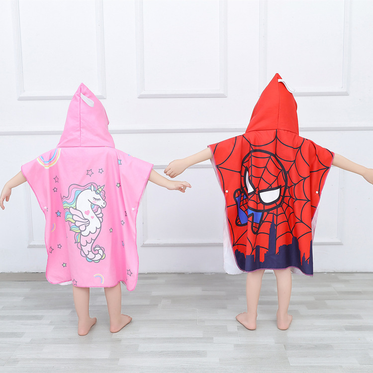 Creative Cartoon Spider-Man Children's Bath Towel Boy Summer Cape Hooded Absorbent Quick-Drying Swimming Bathrobe Beach Towel