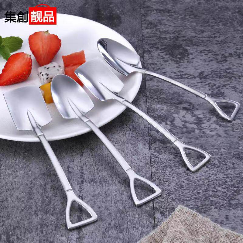Eat Watermelon Special Spoon God 304 Stainless Steel Creative Big Horn Net Red Spoon Cute Little Spoon Three
