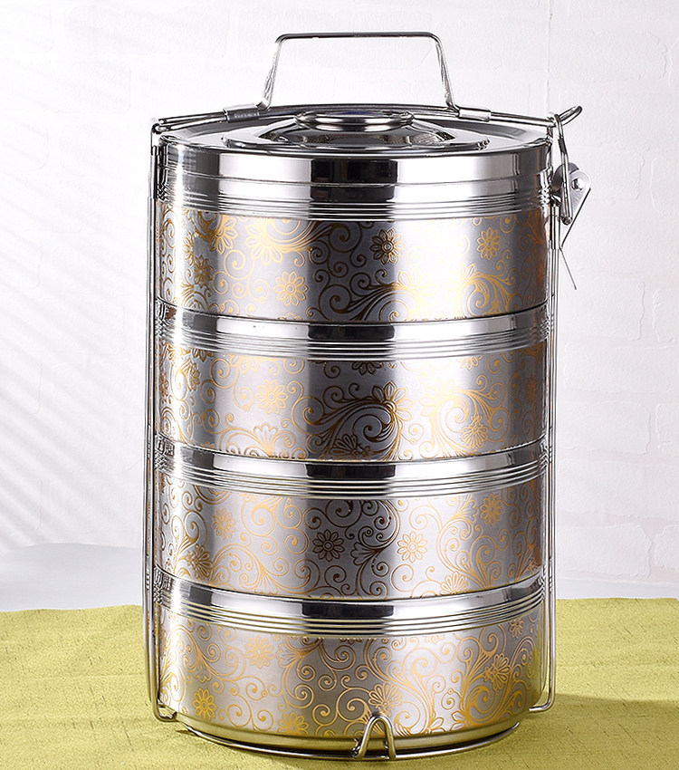 Stainless steel double layer insulated lunch box barrel oversized multilayer food grid insulated barrel Tippot lunchbox lunchbox lunch box