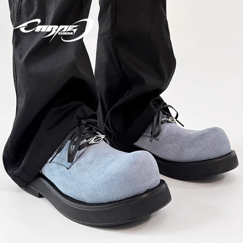 Wang Hedi's Same Style Carpe Diem Blue Mickey Derby Shoes, Unisex, Thick-Soled Work Shoes for Commuting