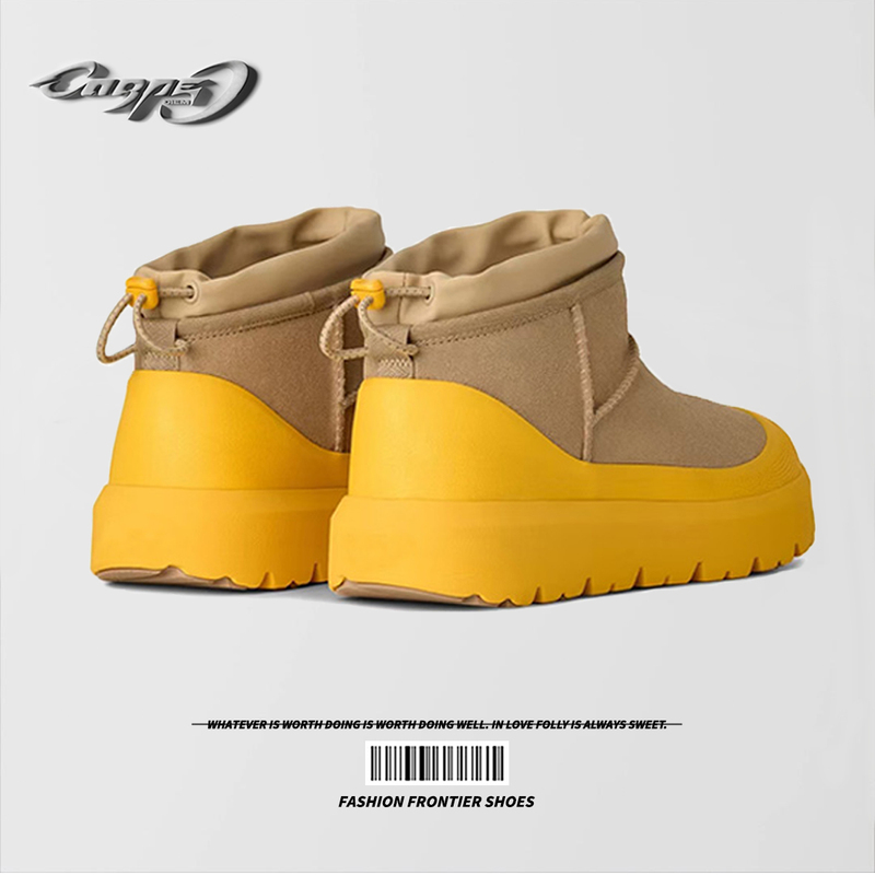 Carpe Diem Wang Yibo Style Tasman Mid-Top Snow Boots for Men and Women, Fleece-Lined and Thickened Winter Cotton Shoes, Trendy