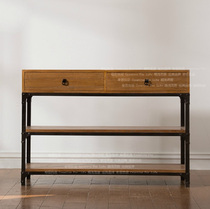 American Industrial Wind Retro Antique Iron Art Dining Side Cabinet Bucket Cabinet Bed Head Cabinet Solid Wood Bookshelf Subdrawer TV Cabinet