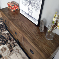 American retro made of old solid wood Dining Side Cabinet Iron Art Containing Lockers Disposal Short Cabinet Drawer Side Cabinet Living-room Tea Table