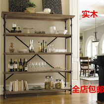 American Retro Iron Art Bookcase Solid Wood Antique Bookcase For Old Shelving Kitchen Shelf Display Cabinets Display Shelves