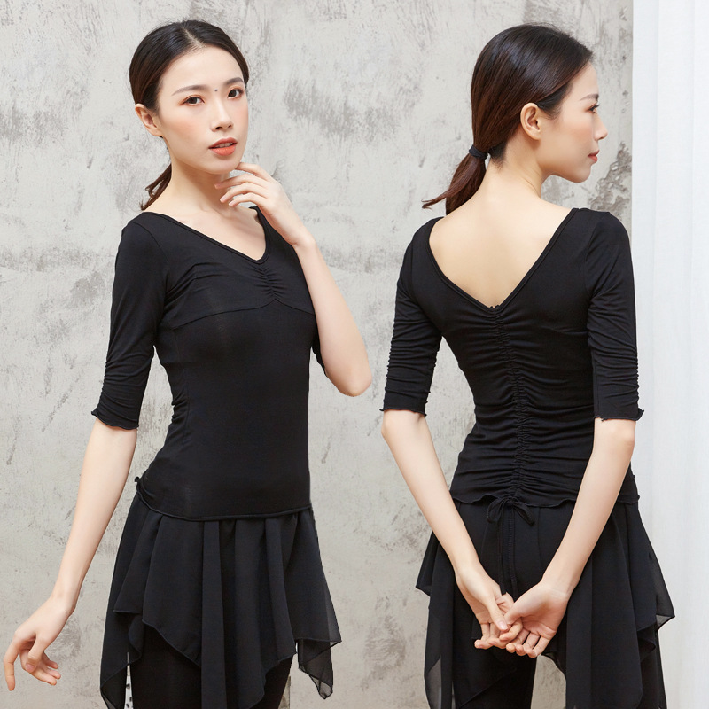 Dance Practice Sweatshirt Female China Latin Dance Teacher Body Training Sashimi Suit Modale Yoga Long Sleeve