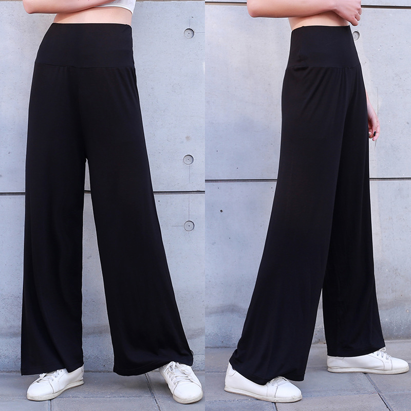 Black jazz dance pants Women's high waist loose straight wide pants Modal thin practice pants flared yoga pants