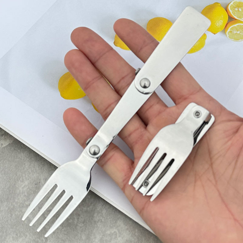 304 Stainless Steel Foldable Fork for Camping, Travel, and Outdoor Use, Portable 70% off Forks, Retractable Small Fork