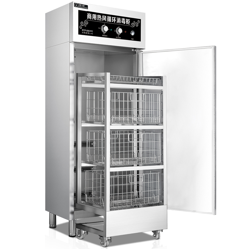 Bunxiang RTP600FC High Temperature Hot Air Circulation Disinfection Cabinet Single Door Commercial Stainless Steel With Trolley Dinner Plate Germicidal Cabinet