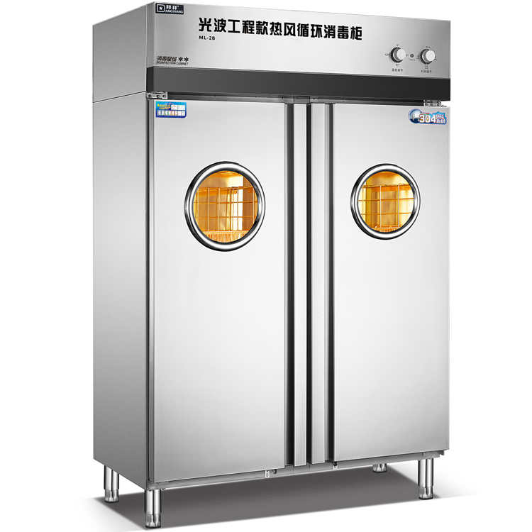 Bunxiang ML-2B Double Door Commercial Disinfection Cabinet Hotel Cafeteria With 304 Stainless Steel Visible Glass High Temperature Bowl Tray Cabinet
