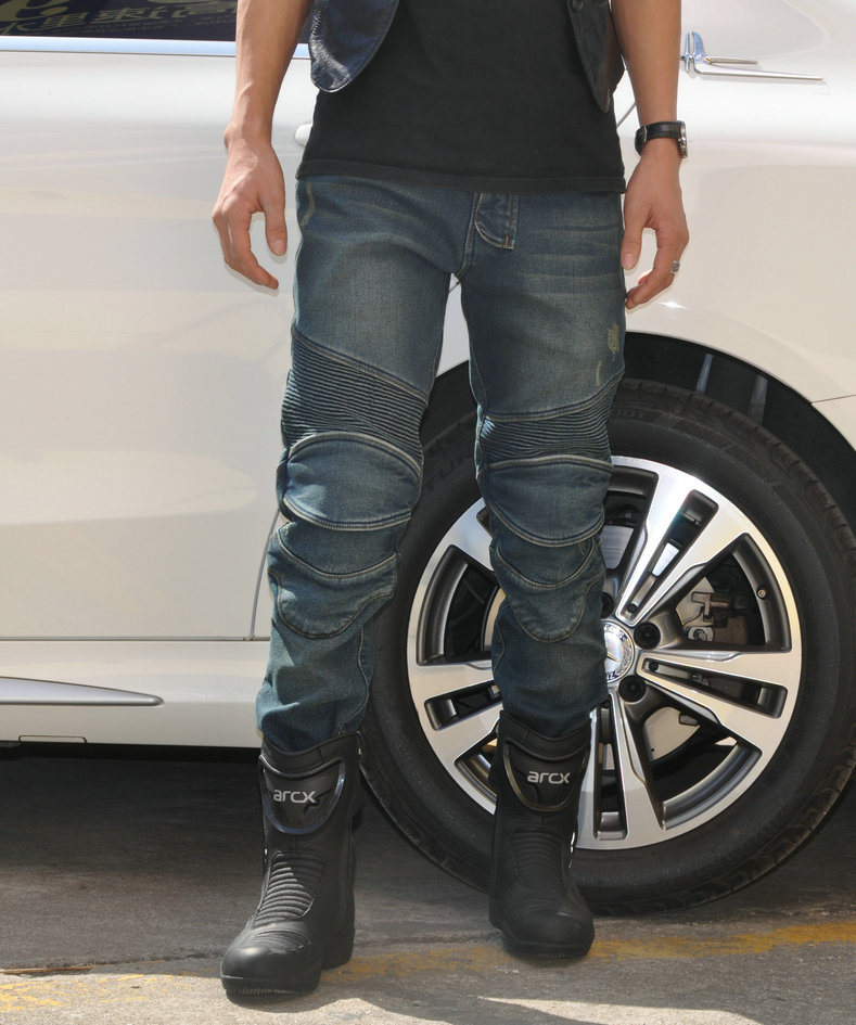 Mùa đông cộng với nhung mới không thấm nước cưỡi quần jeans Xe máy chống rơi Quần ấm xe máy đua - Xe máy Rider thiết bị găng tay da đi xe máy