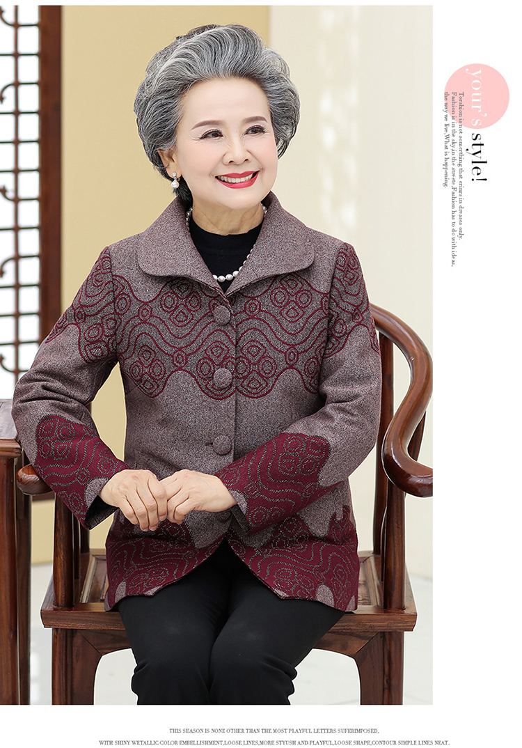 Quần áo bà già bà 60-70-80 tuổi Áo bà mùa thu trung thu và áo khoác mùa đông cho mẹ bộ đồ hai mảnh - Quần áo của mẹ váy cho người trung tuổi