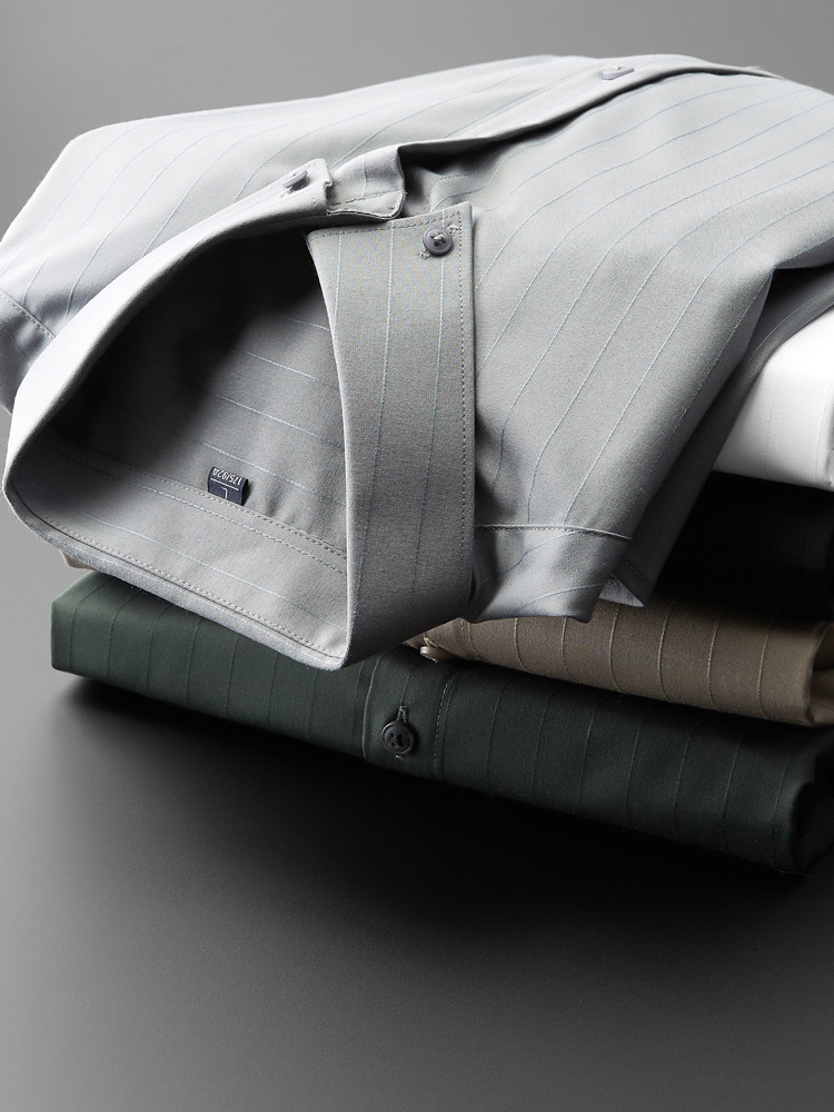 Once a decade , leisure career shirt light luxury striped shirt men long sleeved light business hot shirt