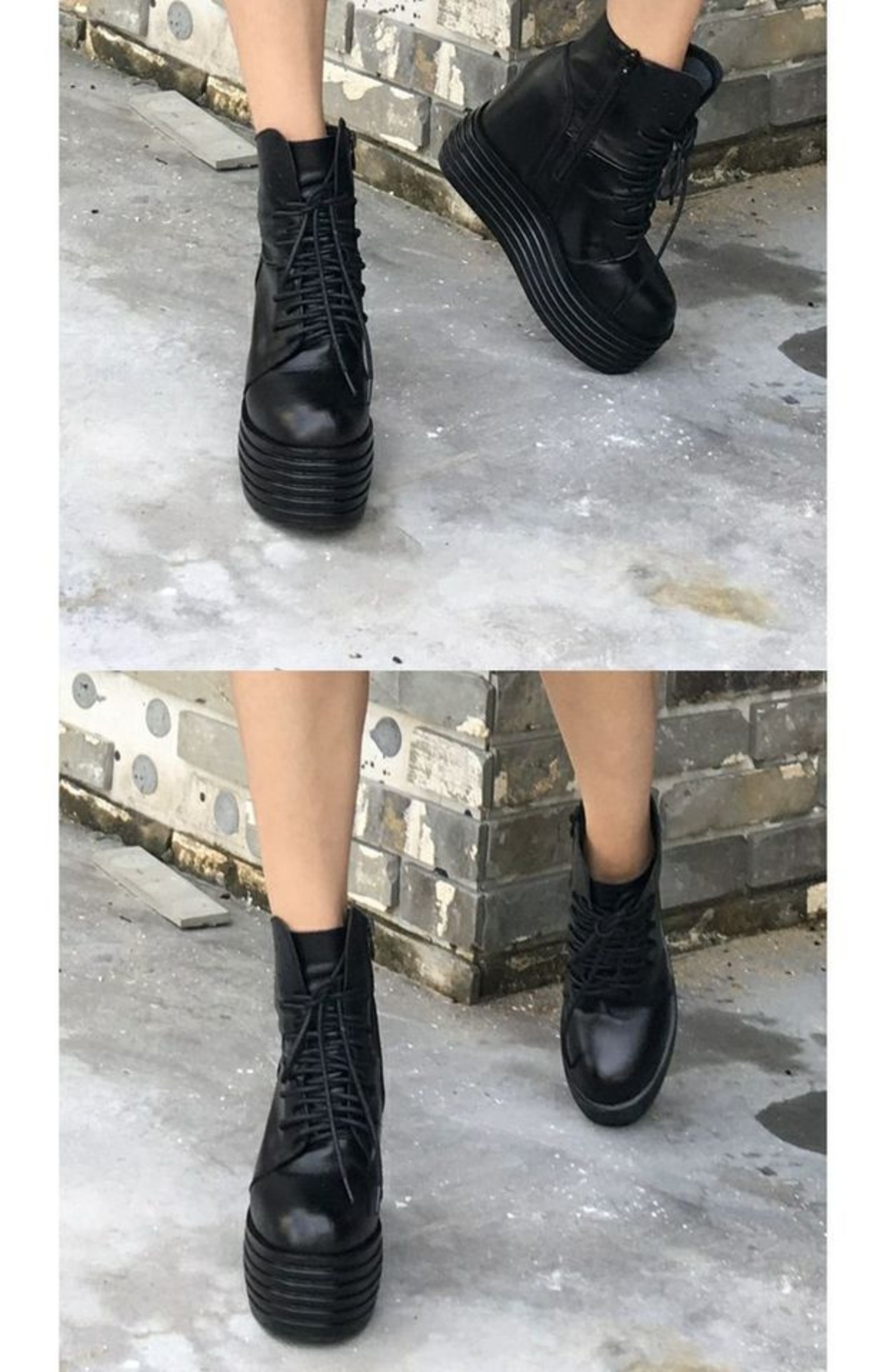 Mùa thu và mùa đông 2018 của phụ nữ mới, giày da đế dày đế cao, giày đế cao có độ dốc cao với bánh xốp Martin với đôi giày cao giày boot nữ cổ cao hàng hiệu