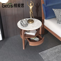 Nordic marble round bedside table bedroom bedside cabinet locker living room sofa side corners a few small round tables
