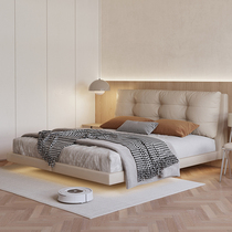 Net red suspension bed puff bed 2022 new Italian light luxury modern minimalist 1 8m soft bag leather bed suspended bed