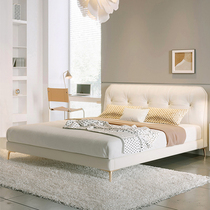 Italian minimalist leather soft bag bed modern minimalist master bedroom light luxury double 1 8m wedding bed small apartment side bed