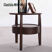 Nordic bedside table simple modern round side a few creative storage solid wood drawer Nordic corner a few mini small round table