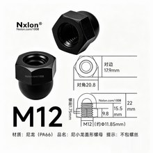 M12黑色绝缘尼龙盖形螺母