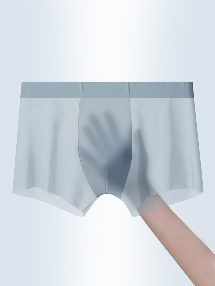 Summer thin large size men's ice silk underwear breathable non-marking antibacterial comfort quick-drying fattening enlarged boxer