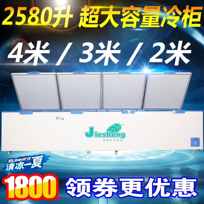 Tesein 4 m Ultra Large Freezer 2580L Refrigerated Frozen Display Ice Cabinet Large Capacity Commercial Horizontal Crisper Freezer