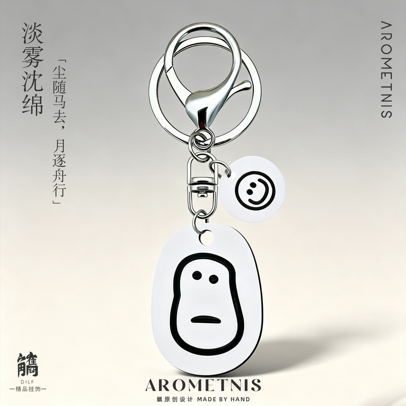 Cute Winter Melon Smiley Face Keychain Pendant, Exquisite Trendy Student Backpack Decoration, Couple Keychain Gift for Men and Women