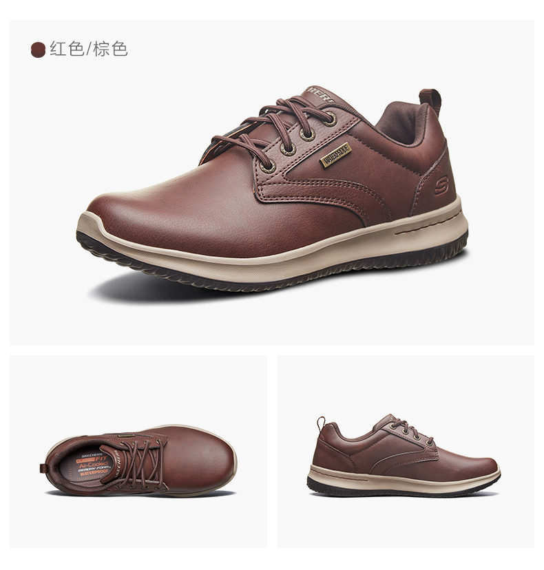 Giày nam Skechers SKECHER dây da mới dây thấp giày kinh doanh giày thông thường 65693 giày thể thao trắng