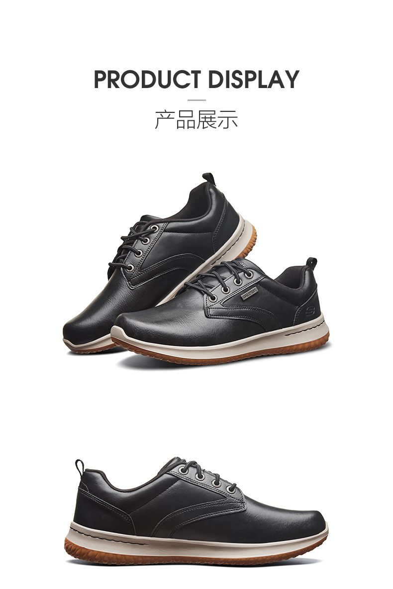 Giày nam Skechers SKECHER dây da mới dây thấp giày kinh doanh giày thông thường 65693 giày thể thao trắng