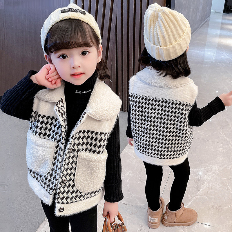 Girl Machia Autumn Winter Foreign Pie Children Marclamping Plus Cashmere Kan Shoulder Thickened Warm Blouse Baby Clips Cotton Winter Dress External Wear