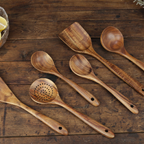 High-grade teak spoon shovel Paint-free solid wood soup spoon Rice spoon colander Non-stick pan special spatula Wooden shovel spoon