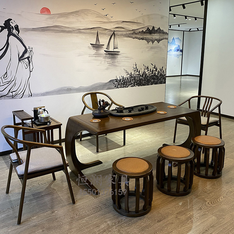 New Chinese tea table and chair combination of simple Zen Solid Wood tea table kung fu tea table modern Chinese tea table furniture
