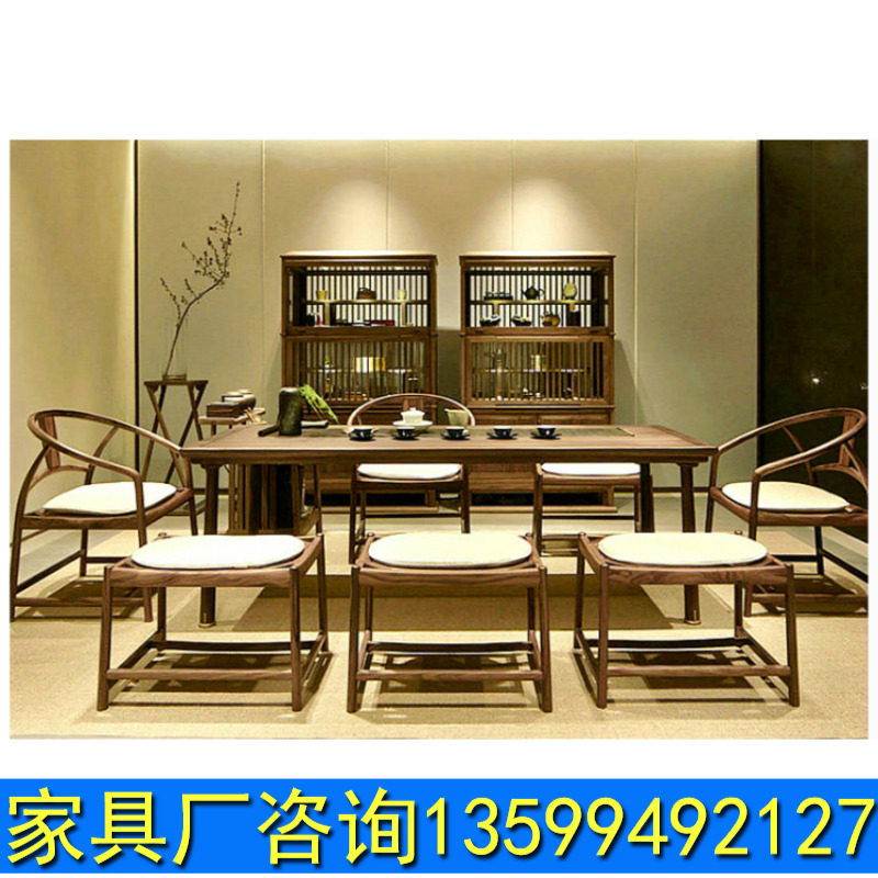 New Chinese Style Brief Modern Teatai White Wax Wood Solid Wood Tea Table Zen tea room Home innate tea table and chairs