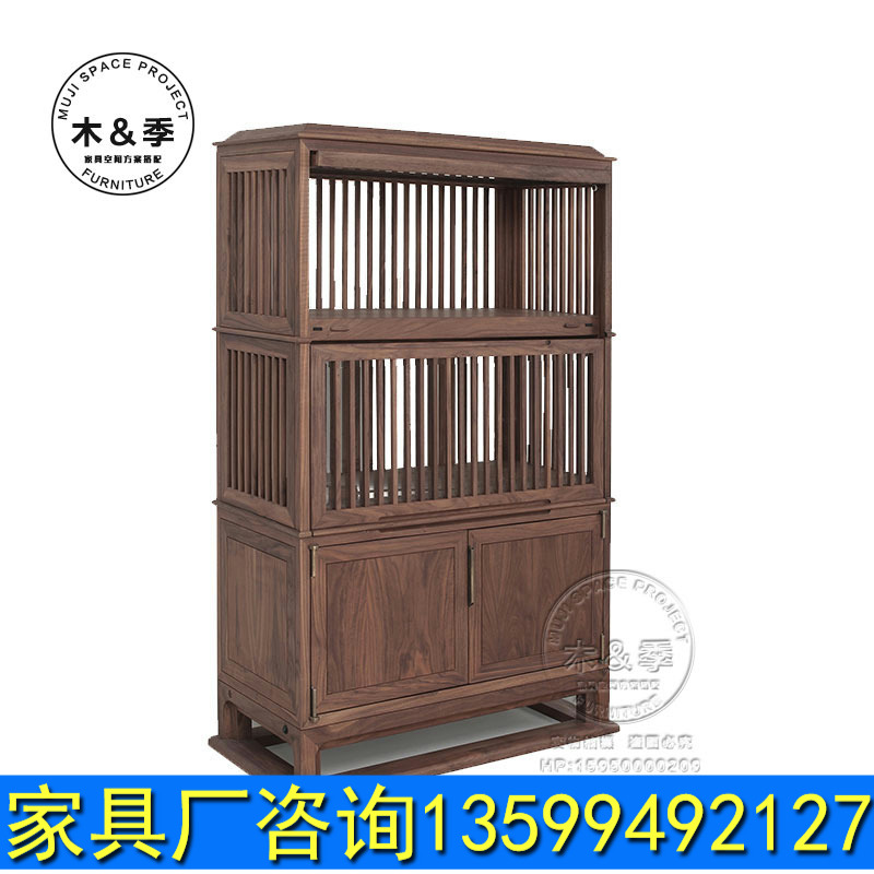 New Chinese Bookcase Shelf Bogu Frame Zen's custom home innate with door bookcase Wine Cabinet Minimalist bookcase