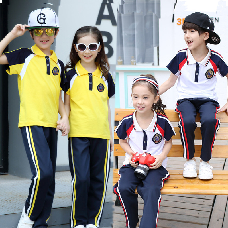 Primary School Students Class Clothing Summer Suits 12 Fourth Grade VI Games Opening ceremony Short sleeves Long pants Costume Kindergarten