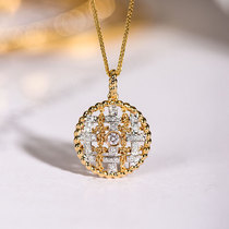 Wing | Coarse Flowers 18K gold necklace inlaid with diamond female small scent wind gold coin pendant 100 hitch gift